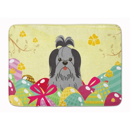 Carolines Treasures Easter Eggs Shih Tzu Black Silver Machine Washable Memory Foam Mat BB6089RUG